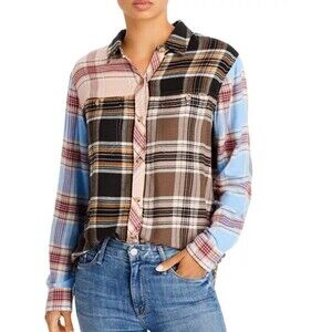 Rails Brando Chelsea Plaid Womens Patchwork Frayed Hem Spring Flannel Soft Shirt